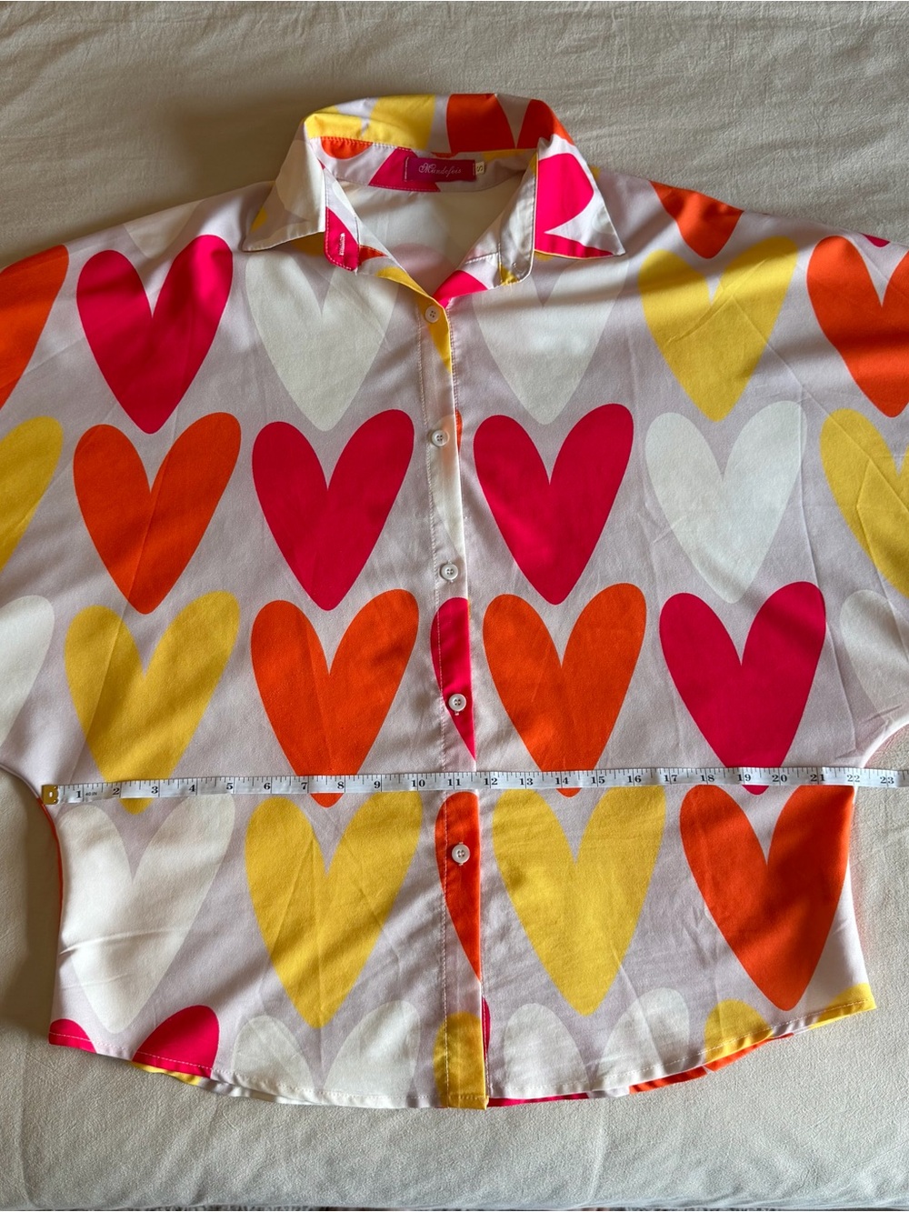 Mundefeis Long Dolman Sleeve Button Down - Rainbow Hearts - Picture 4 of 7